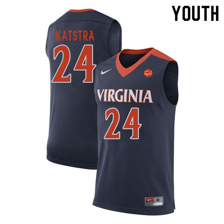 Youth #24 Austin Katstra Virginia Cavaliers College Basketball Jerseys Sale-Navy